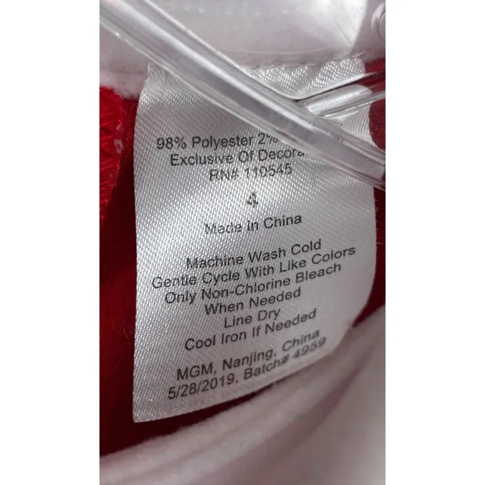 Reindeer Christmas Holiday Red White Toddler Girl’s Dress Flare Sleeves Size 4 - Picture 3 of 3